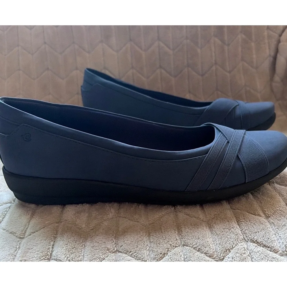 Easy Spirit Seacasia3 Navy Blue Wedge Pumps Crisscross Straps 11M SEACASIA3